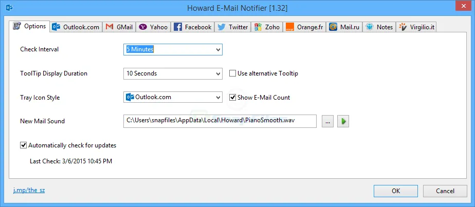 Howard E-Mail Notifier Tangkapan layar 2