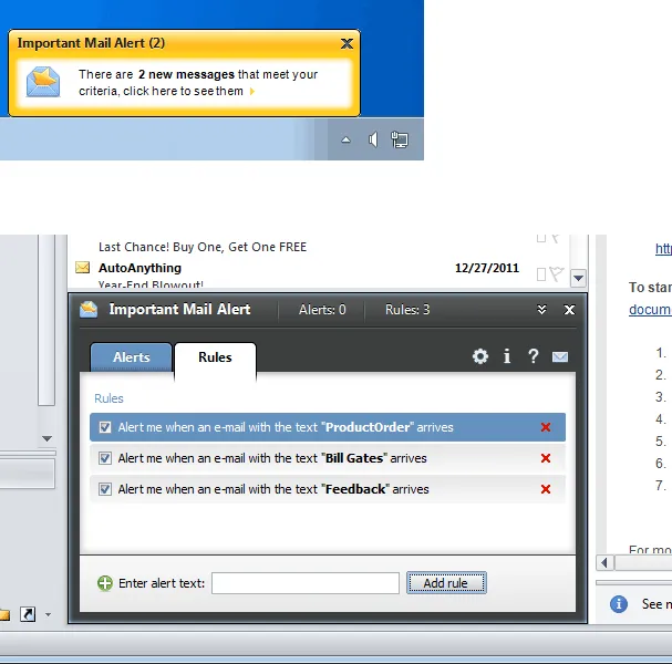 Important Mail Alert for Outlook Tangkapan layar 1