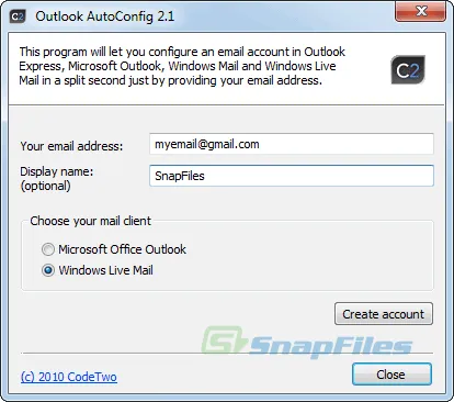 CodeTwo Outlook AutoConfig Tangkapan layar 1