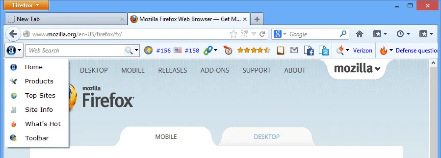 Alexa Toolbar for Firefox Tangkapan layar 1