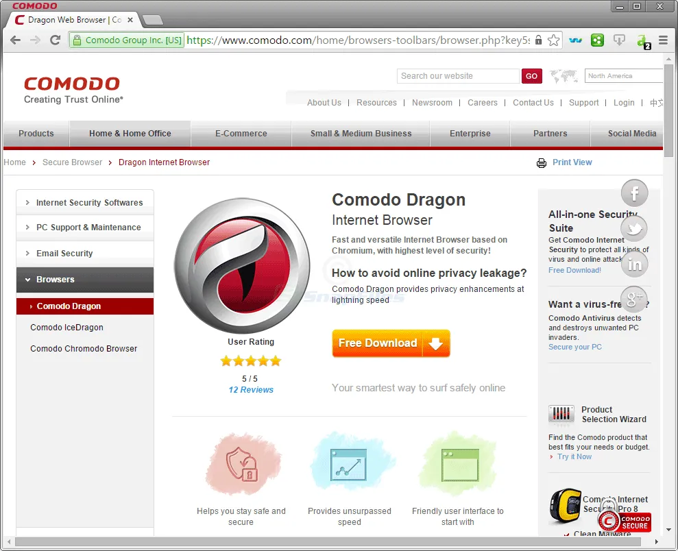 Comodo Dragon Tangkapan layar 1