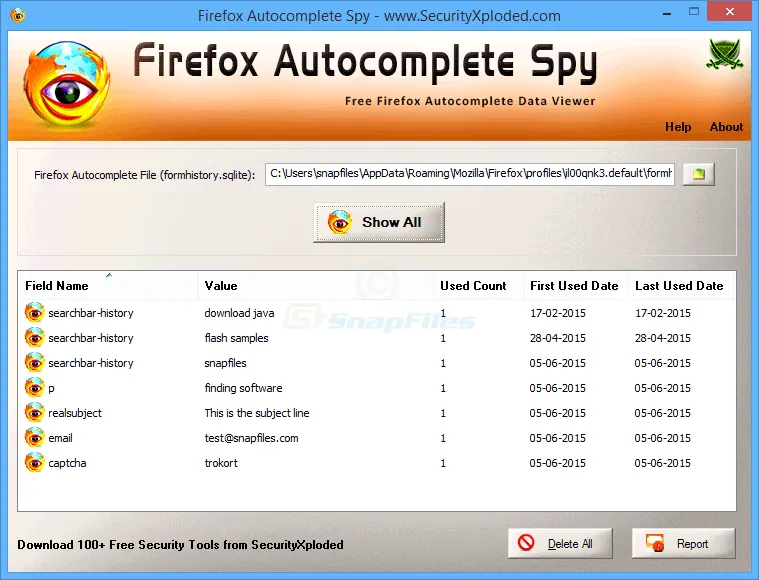 Firefox Autocomplete Spy Tangkapan layar 1