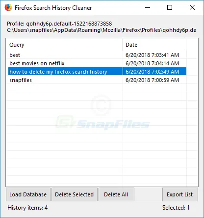 Firefox Search History Cleaner Tangkapan layar 1