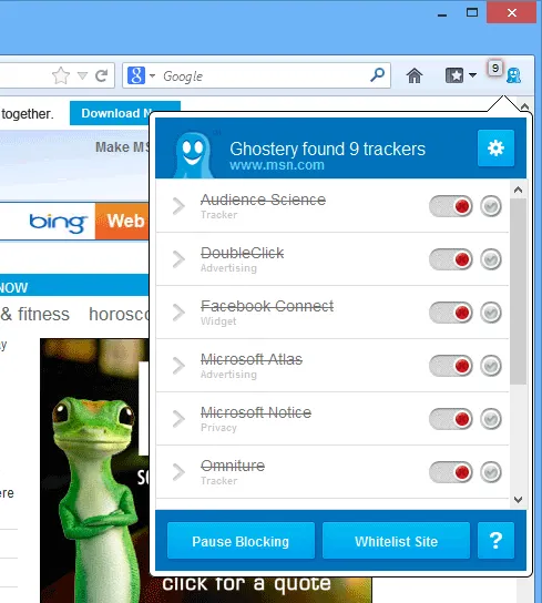 Ghostery for Firefox Tangkapan layar 1