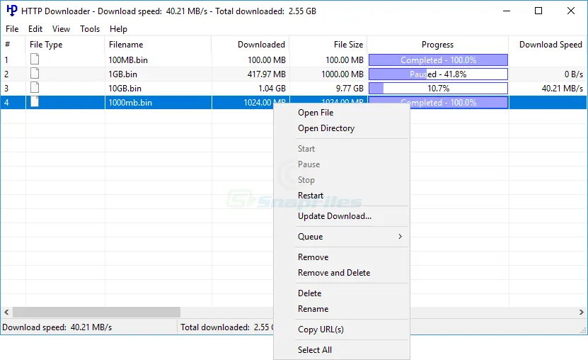 HTTP Downloader Tangkapan layar 1