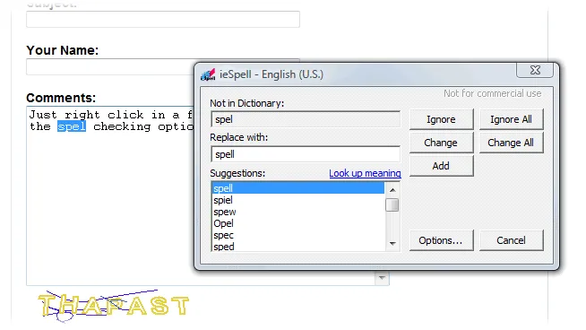 ieSpell Tangkapan layar 2