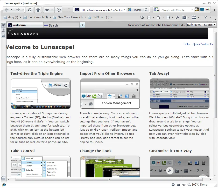 Lunascape Tangkapan layar 1