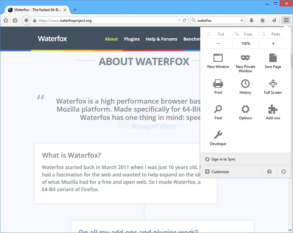 Waterfox Tangkapan layar 2