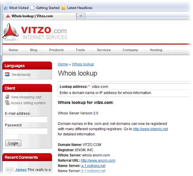 Vitzo WHOIS for Firefox Tangkapan layar 2