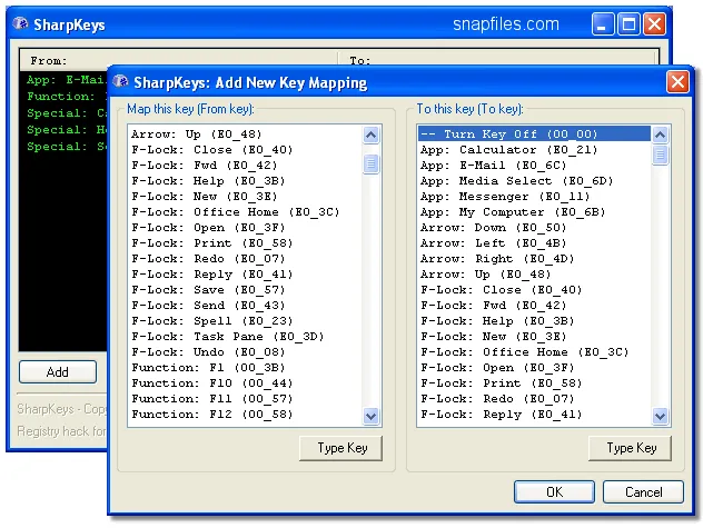 SharpKeys Tangkapan layar 1