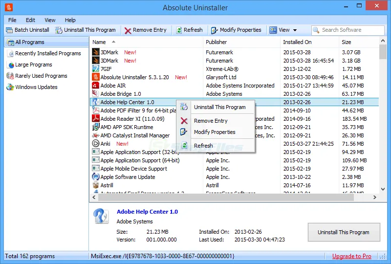 Absolute Uninstaller Tangkapan layar 1