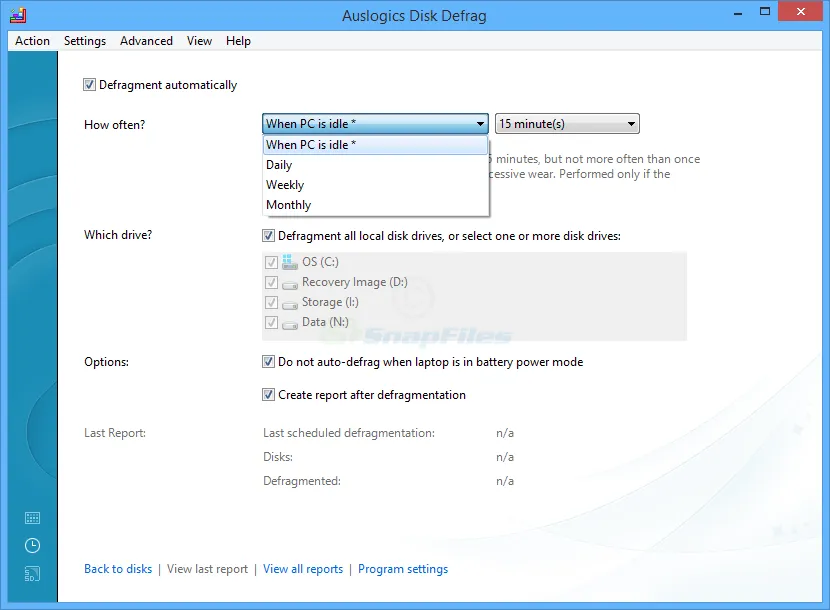 Auslogics Disk Defrag Tangkapan layar 2