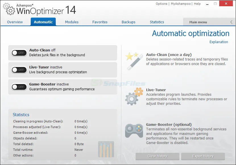 Ashampoo WinOptimizer Tangkapan layar 2