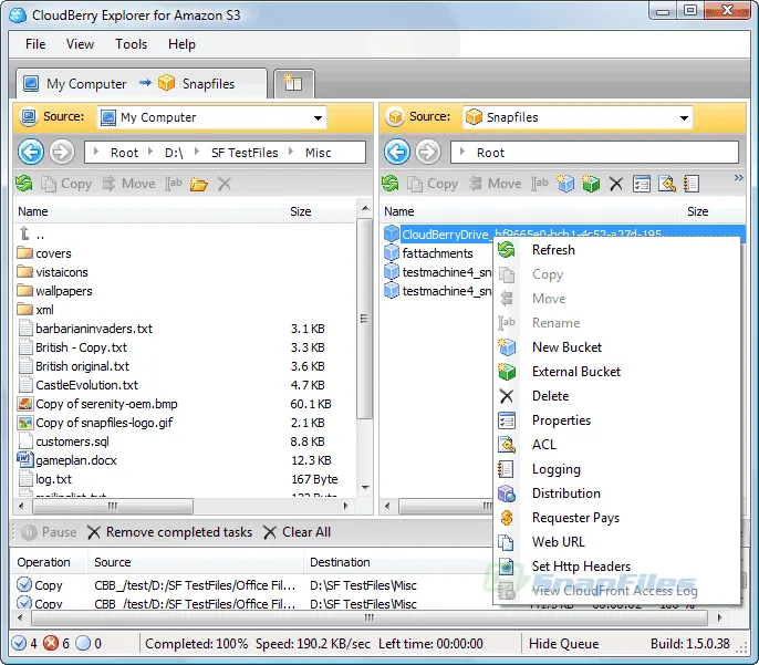 CloudBerry Explorer for Amazon S3 Tangkapan layar 1