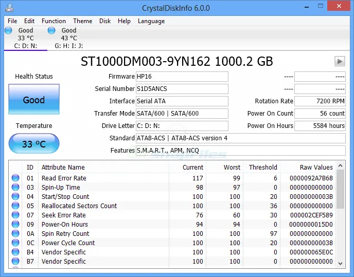 CrystalDiskInfo Tangkapan layar 1