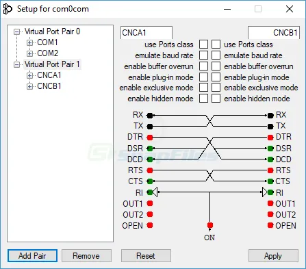 Null-modem Emulator (com0com) Tangkapan layar 2