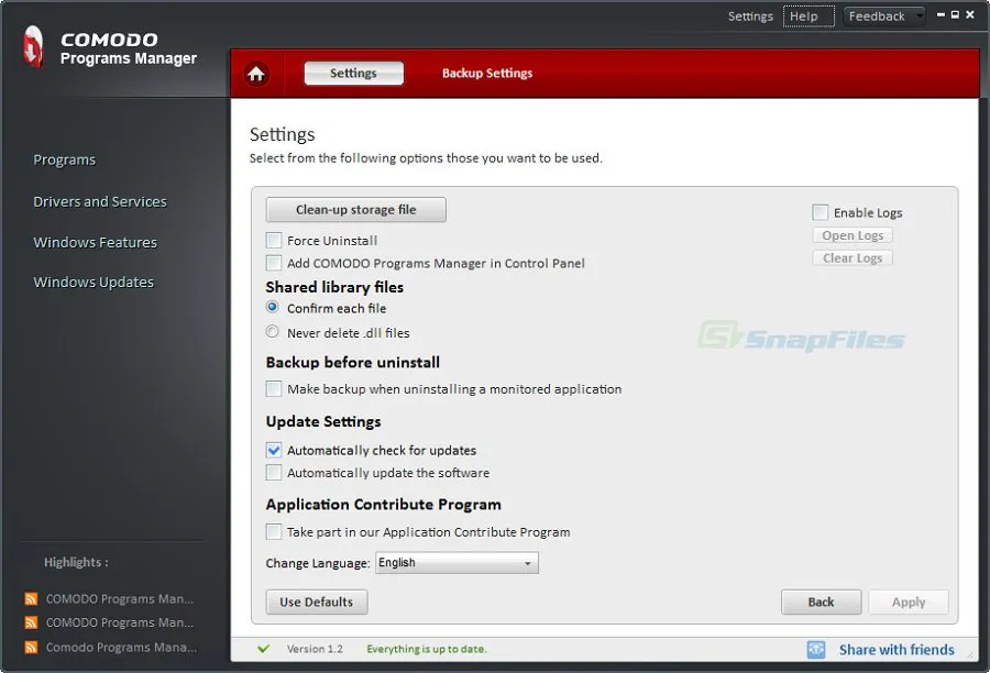 Comodo Programs Manager Tangkapan layar 2