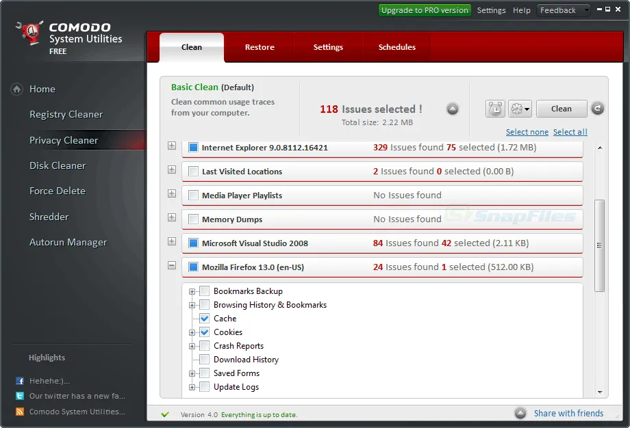 Comodo System Utilities Tangkapan layar 2