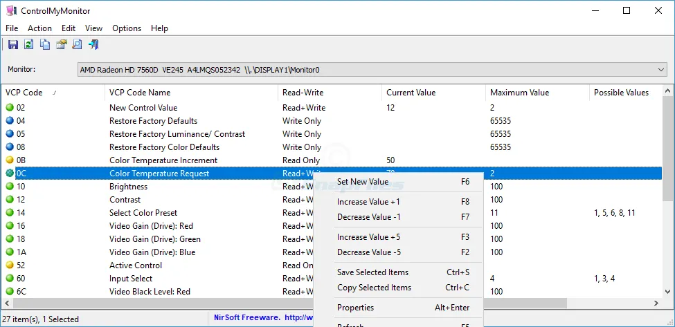 ControlMyMonitor Tangkapan layar 2