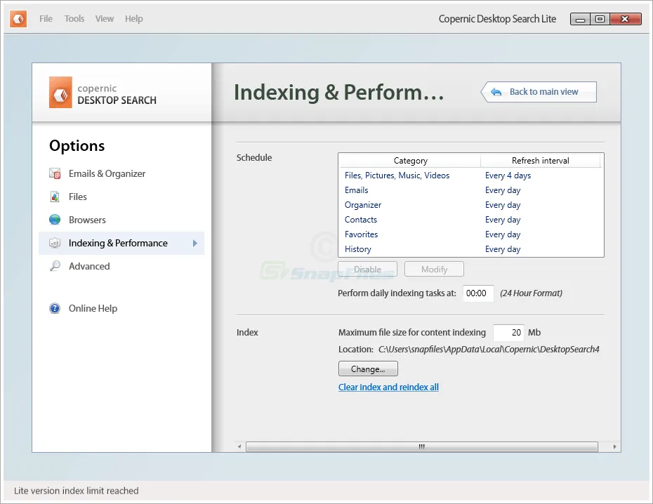 Copernic Desktop Search Lite Tangkapan layar 2