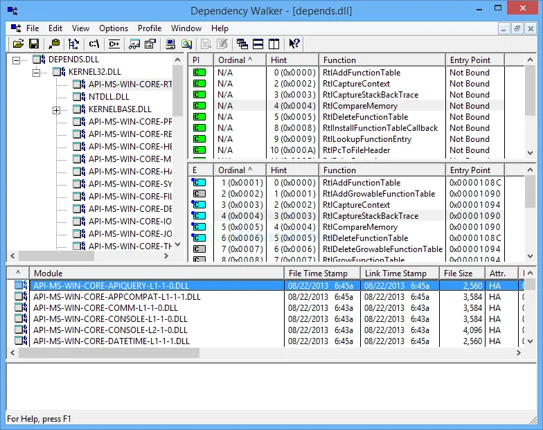 Dependency Walker Tangkapan layar 1