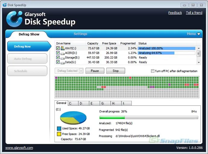 Glarysoft Disk SpeedUp Tangkapan layar 1