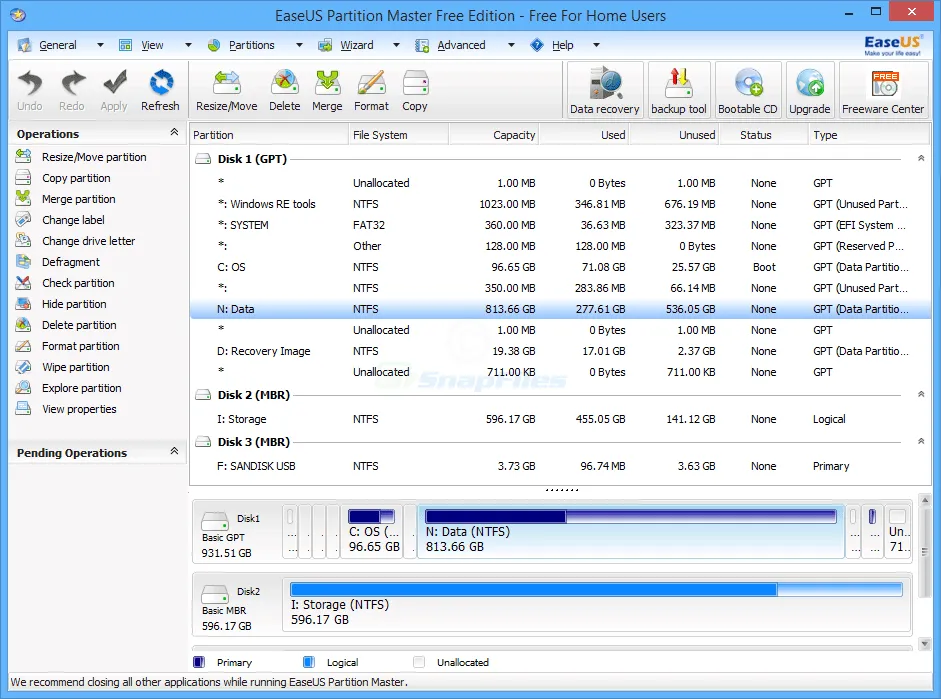 EaseUS Partition Master Tangkapan layar 1