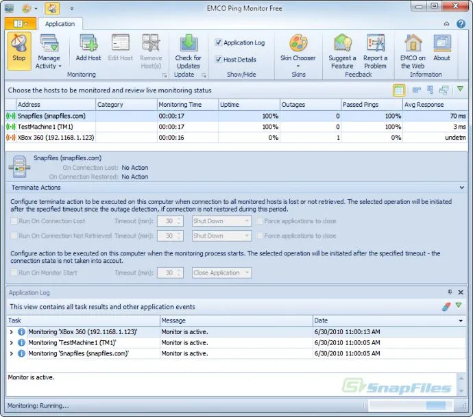 EMCO Ping Monitor (Free Version) Tangkapan layar 1