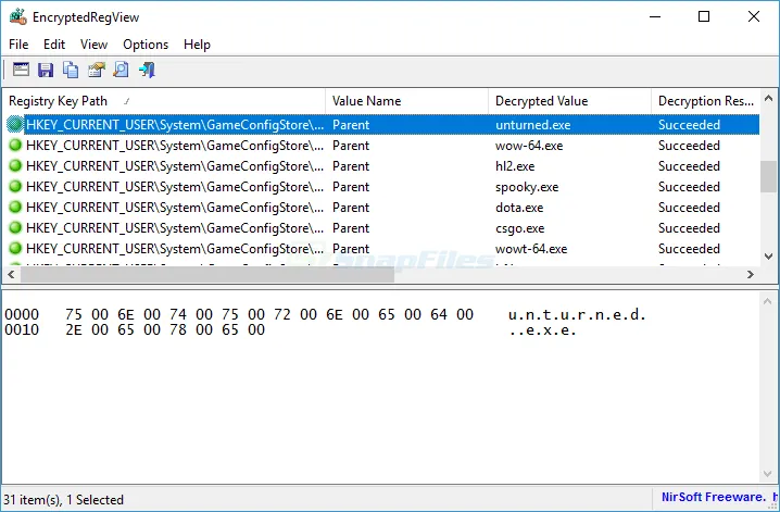 EncryptedRegView Tangkapan layar 1