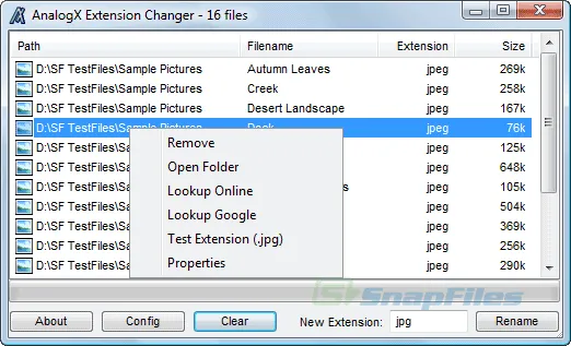 AnalogX Extension Changer Tangkapan layar 2