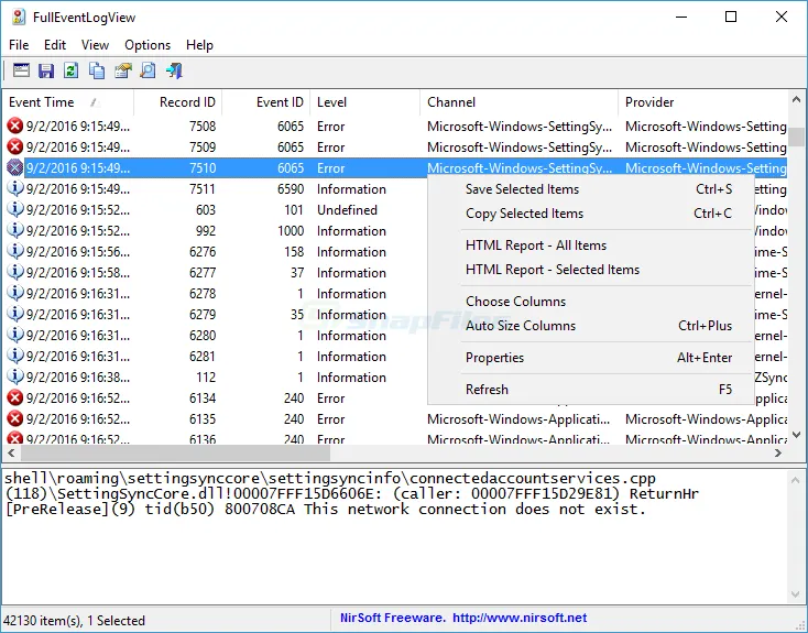 FullEventLogView Tangkapan layar 1