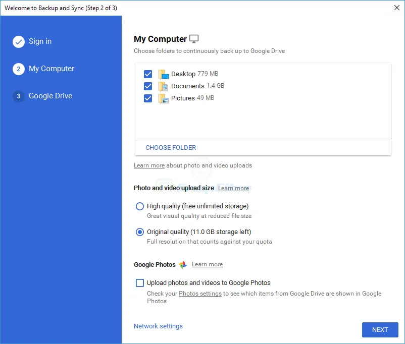 Google Backup and Sync Tangkapan layar 1