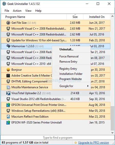 Geek Uninstaller Tangkapan layar 1