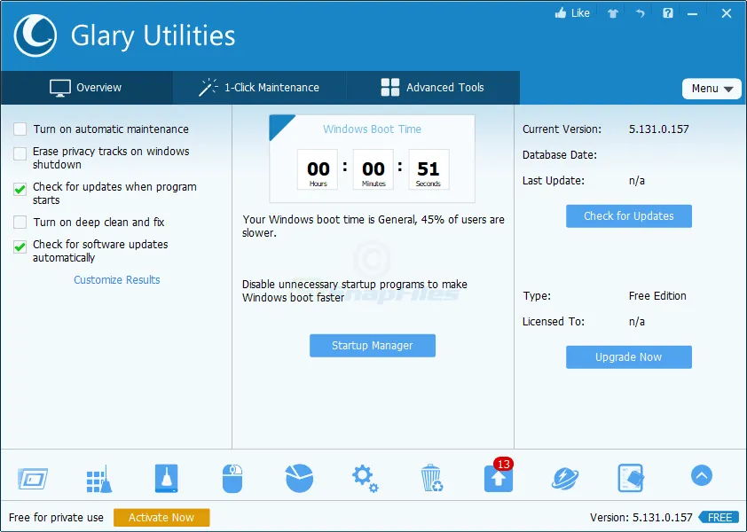 Glary Utilities Free Tangkapan layar 1