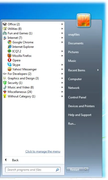 Handy Start Menu Tangkapan layar 2