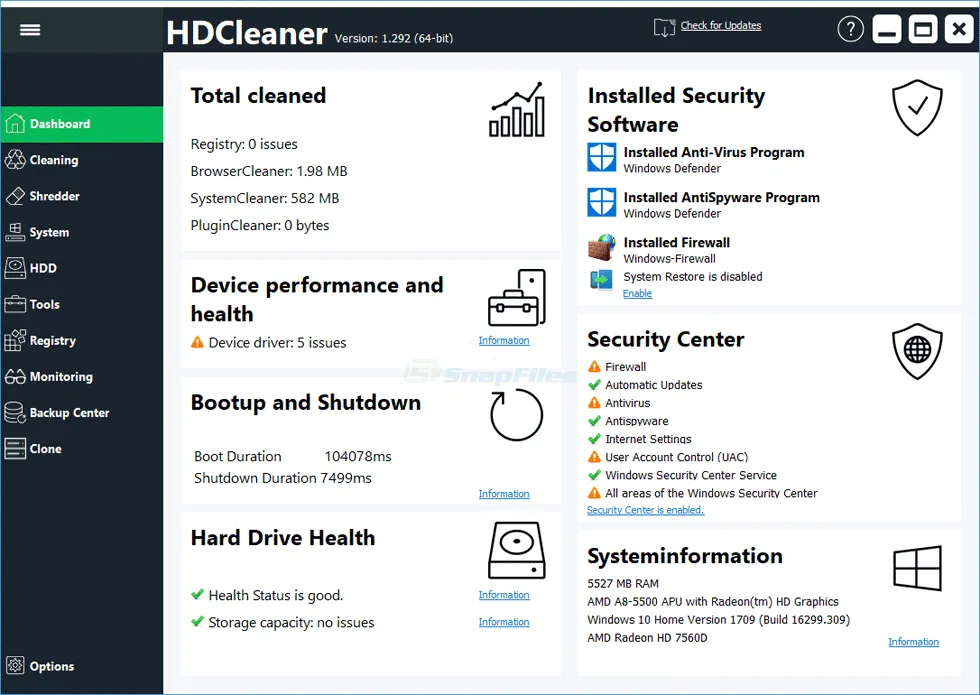 HDCleaner Tangkapan layar 1