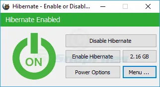 Hibernate Enable or Disable Tangkapan layar 1