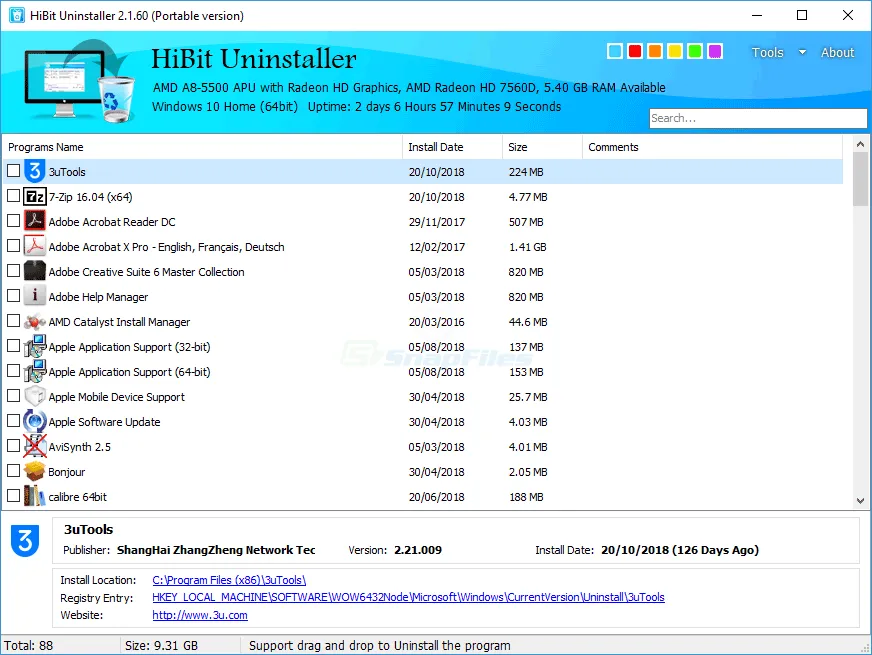 HiBit Uninstaller Tangkapan layar 1