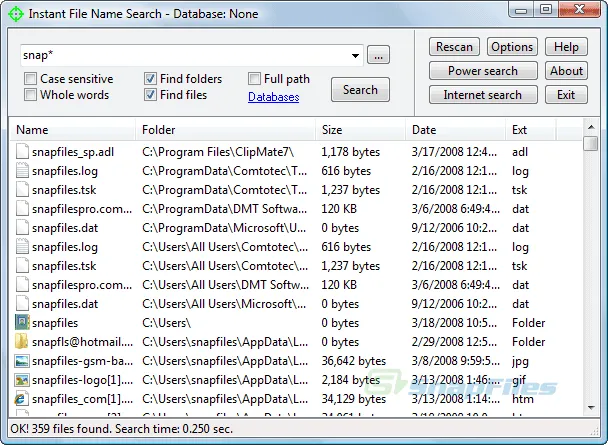 Instant File Name Search Tangkapan layar 1