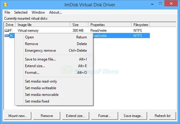 ImDisk Virtual Disk Driver Tangkapan layar 1