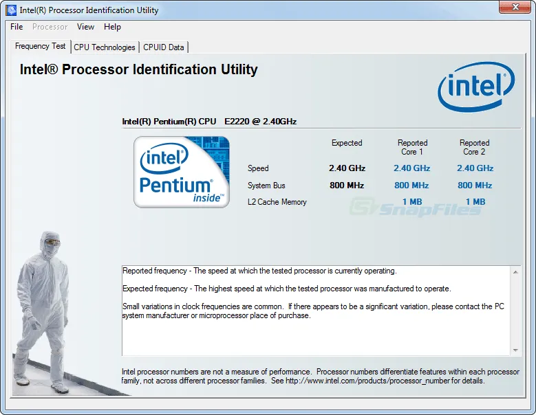 Intel Processor Identification Utility Tangkapan layar 1