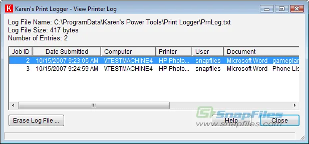 Karens Print Logger Tangkapan layar 2