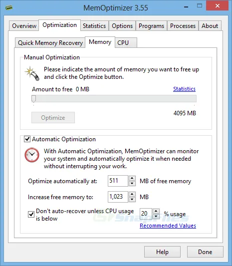 MemOptimizer Tangkapan layar 2