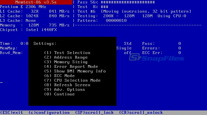 Memtest86 Tangkapan layar 1