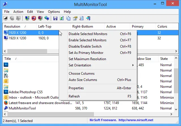 MultiMonitorTool Tangkapan layar 1