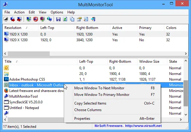 MultiMonitorTool Tangkapan layar 2