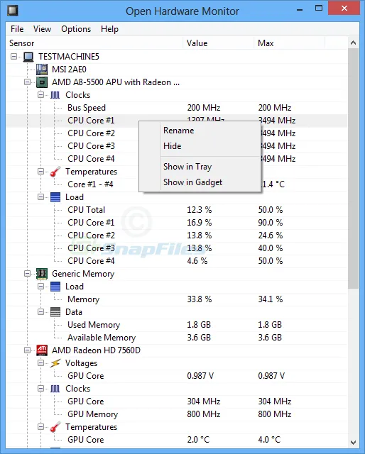 Open Hardware Monitor Tangkapan layar 1