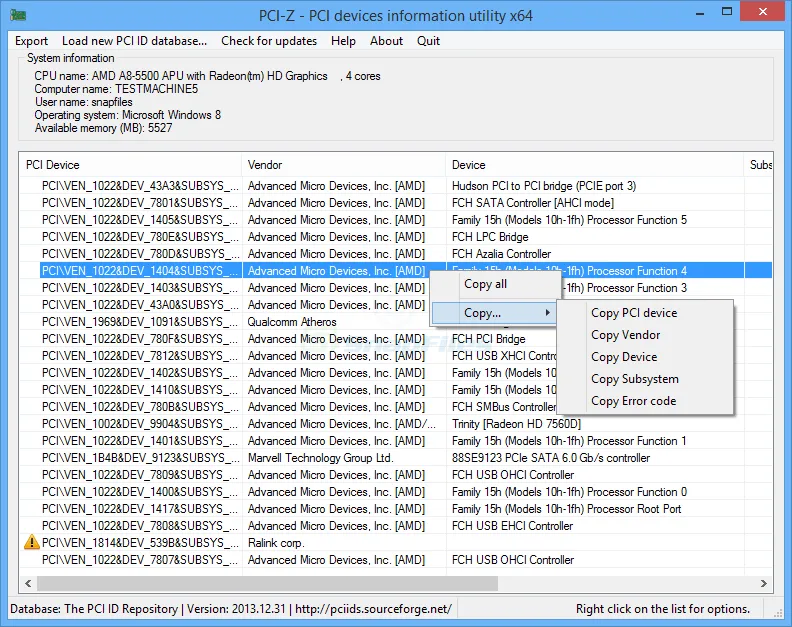 PCI-Z Tangkapan layar 1