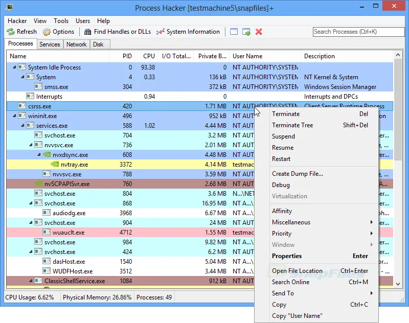 Process Hacker Tangkapan layar 1