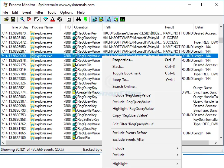 Process Monitor Tangkapan layar 1